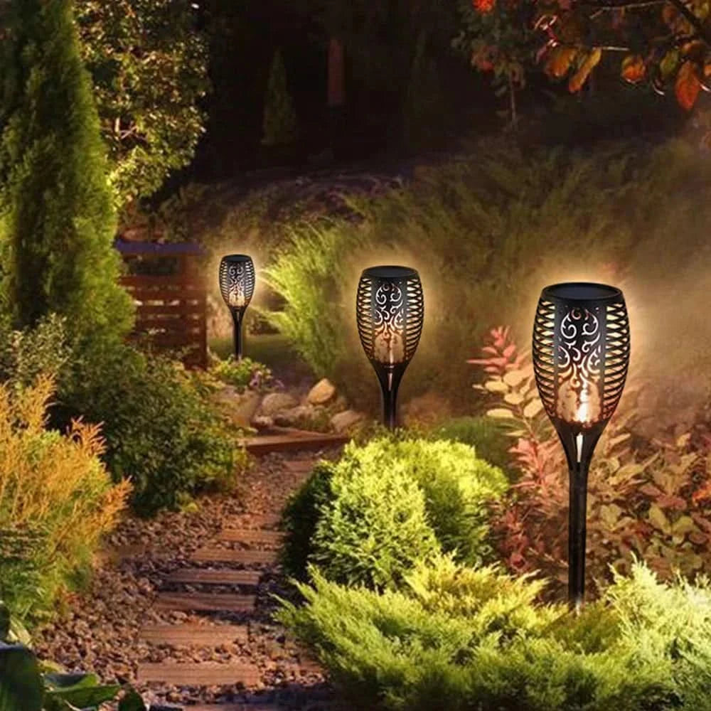 LED sluneční lampa – realistický plamen bez ohně 