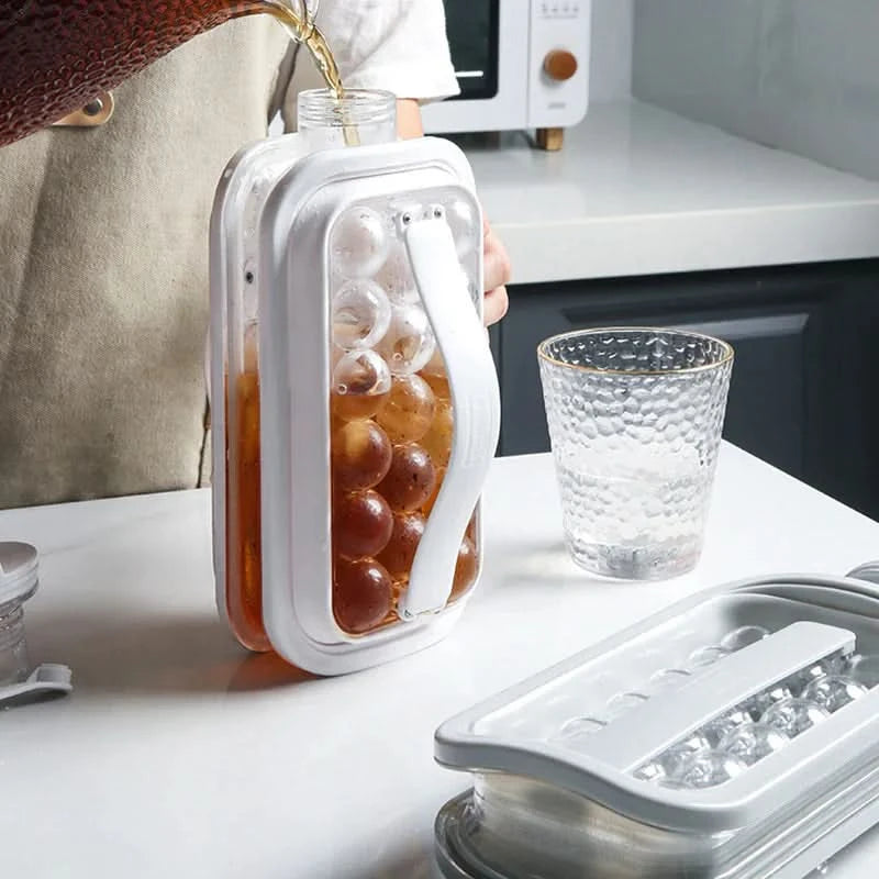 2-in-1 Flasche mit integriertem Eiswürfelform 